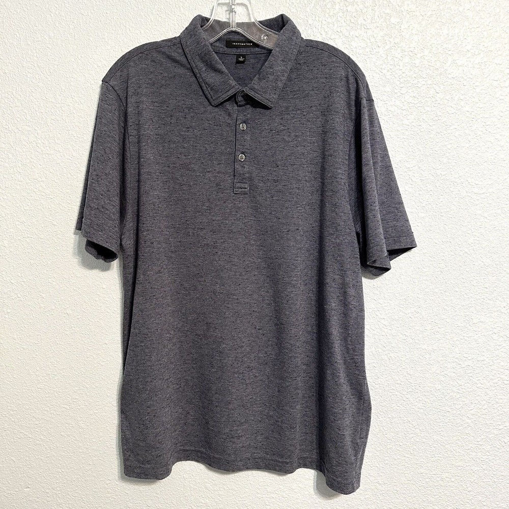 Travis Mathew Blue Heathered Mens Performance Golf Polo Size Large